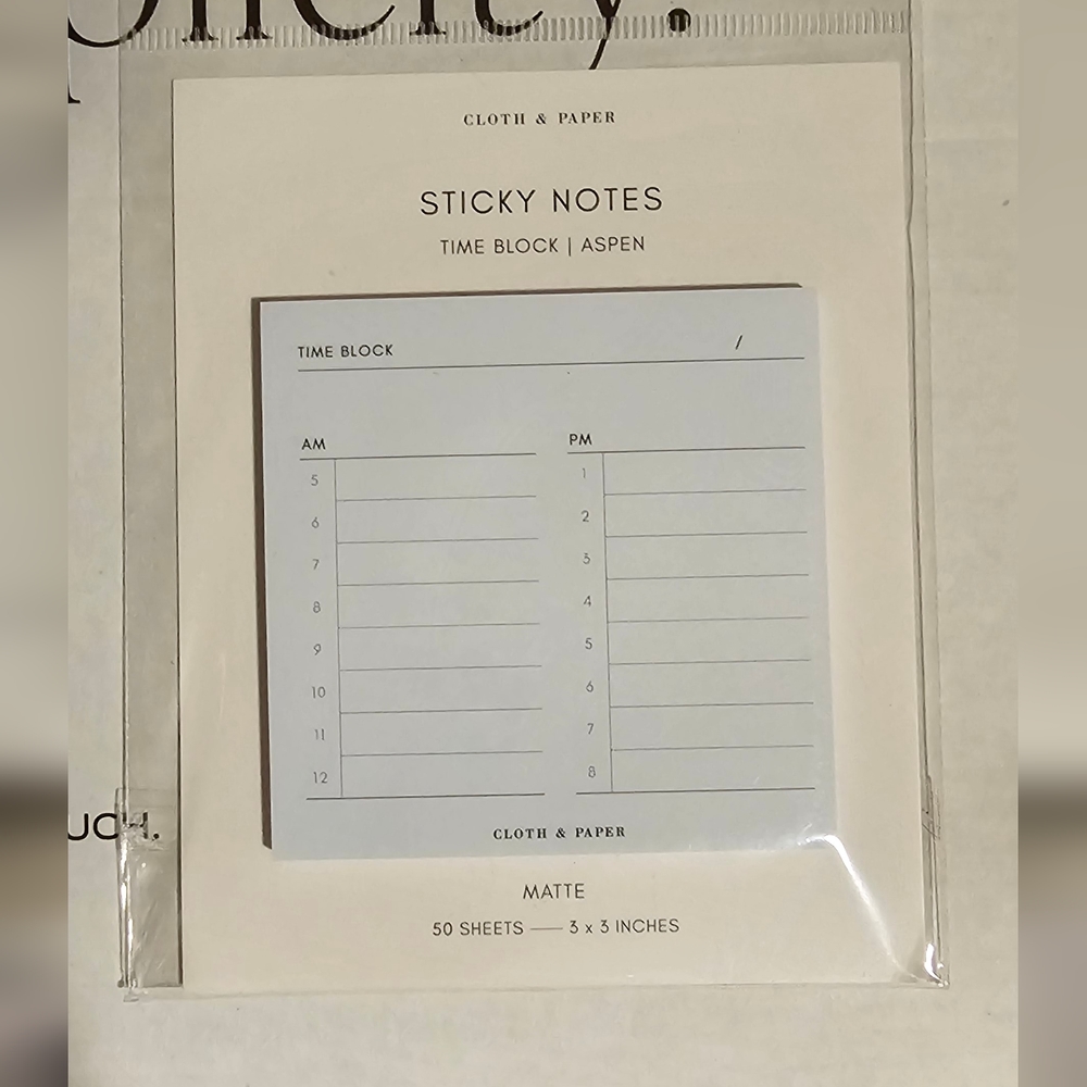 Cloth and Paper - Time Block Sticky Notes in Aspin NEW 10
